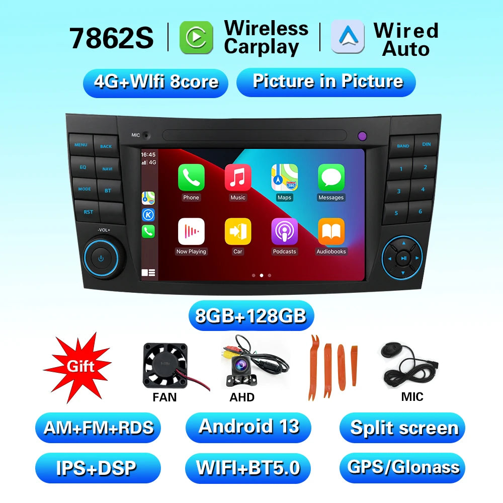 LELV 7inch Touch Screen MP3 Car Multimedia For Benz E-Class W211 2002-2008 Android Radio carplay