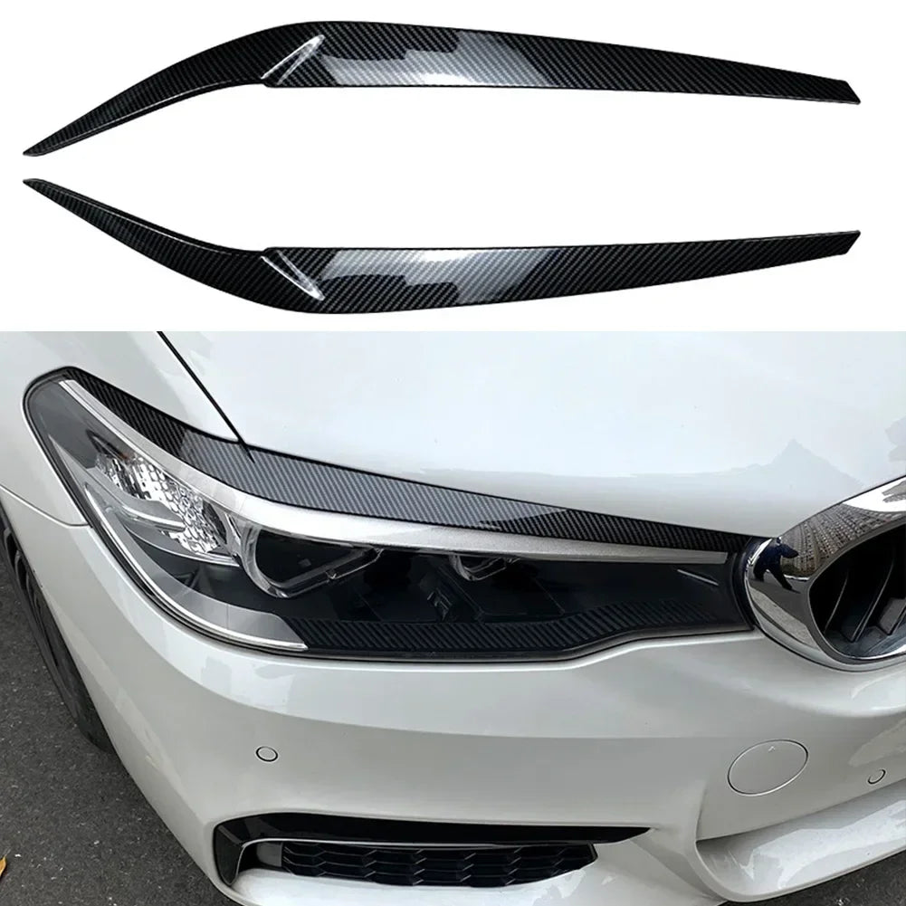 2Pcs Car Front Headlights Eyelid Eyebrows Trims For BMW 5 Series G30 G31 G38 F90 M5 525I 530I 540I 2017-2021 Car Accessories