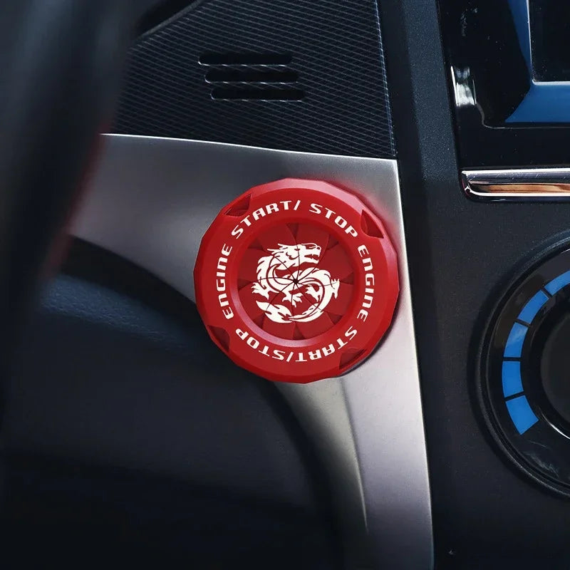 Car One-touch Start Stop Button Cover Decorative Ring Creative Knob Ignition Switch Modified Universal Printed Protective Cover