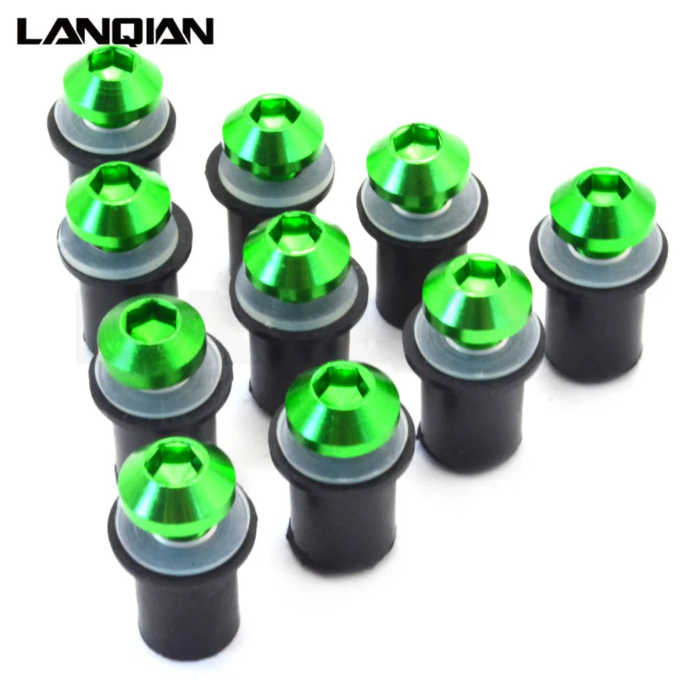 10PCS Fairing Wind Screen Screw Bolt Kit Windshield Mounting Nut bolt For KAWASAKI Ninja 250 300 650 H2R 250R ZX6R ER6N ZX14R
