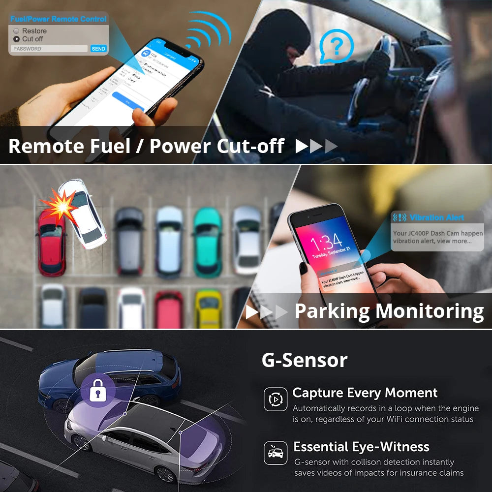 JIMIMAX 4G Dash Cam Front and Rear JC400-A WIFI Hotspot DVR Camera Live Stream GPS Tracking Vehicle APP Dual Auto Video Recorder