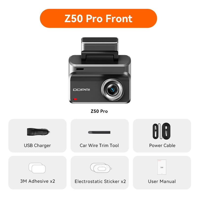 2025 New DDPAI Z50 Pro Dash Cam  4K Car DVR Night Vision 5GHz Wi-Fi GPS ADAS 24h Parking mode Front and Rear Camera