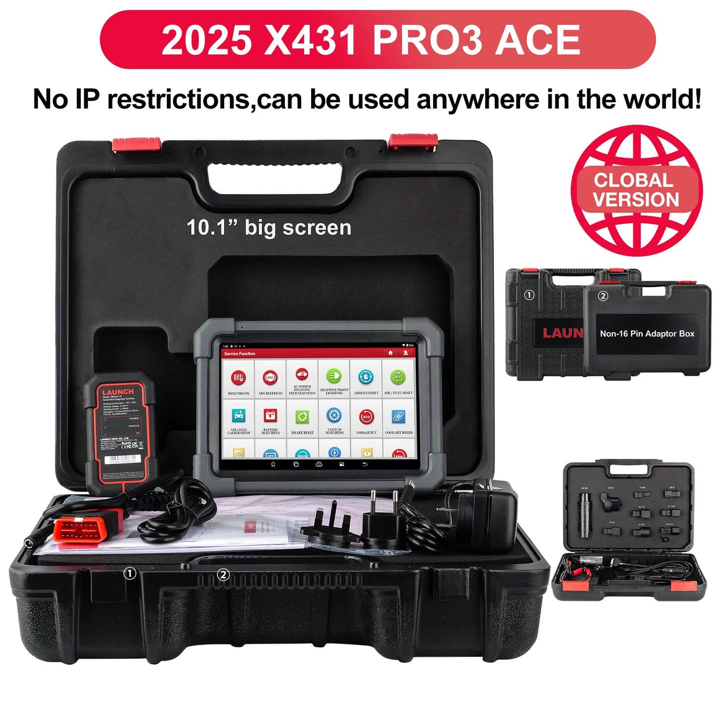 LAUNCH X431 PRO3 ACE Car Diagnostic Tool Key Programming ADAS Topology Map CAN FD Full System OBD2 Scanner