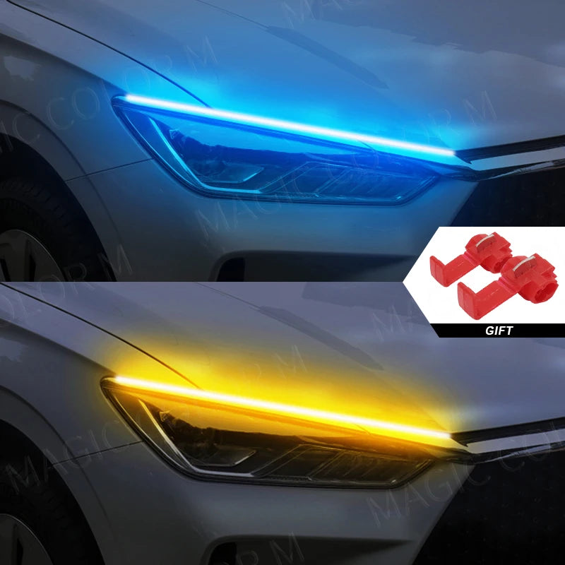 2 PCS DRL Car Flexible LED Daytime Running Lights Turn Signal Lamp Headlight Waterproof 30cm 45cm 60cm White Red Yellow Blue