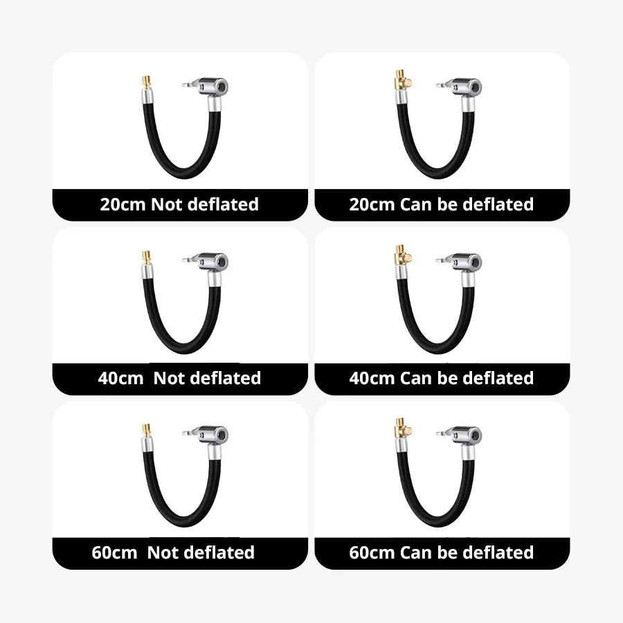 10 20 40 60cm Car Tire Inflator Hose Inflatable Air Pump Extension Tube Adapter Twist Tyre Connection Locking Air Chuck