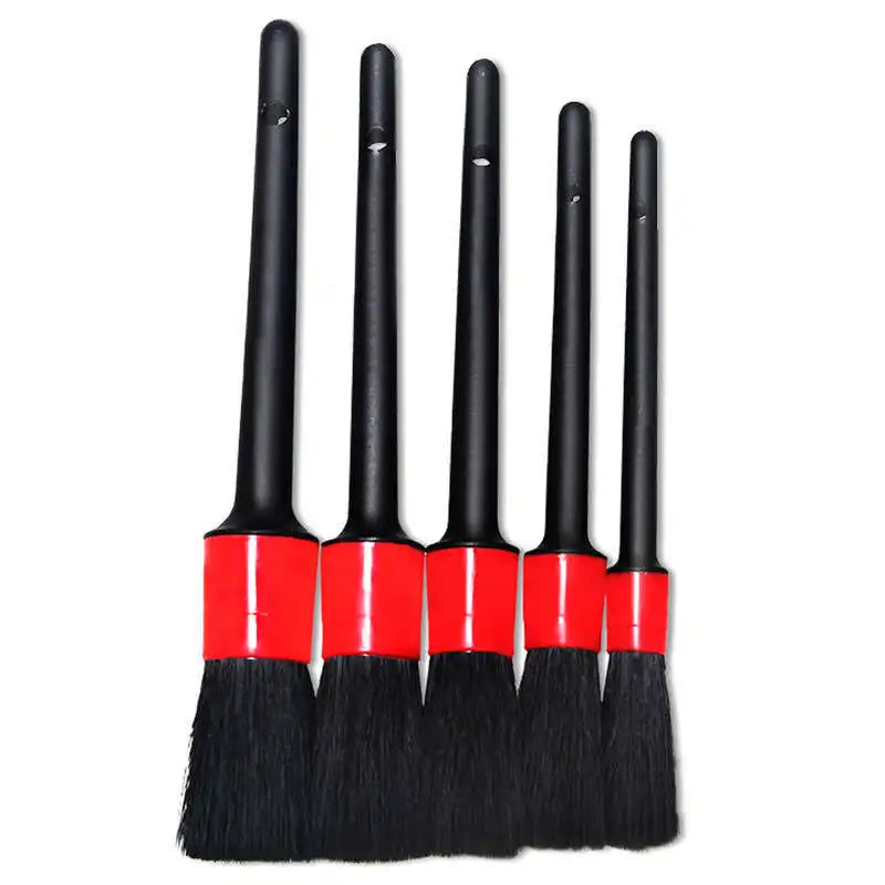 5Pcs Car Detailing Brushes Ultra Soft Boar Hair Bristle Dense Detail Brush for Washing Wheels Exterior Interior Auto Accessories