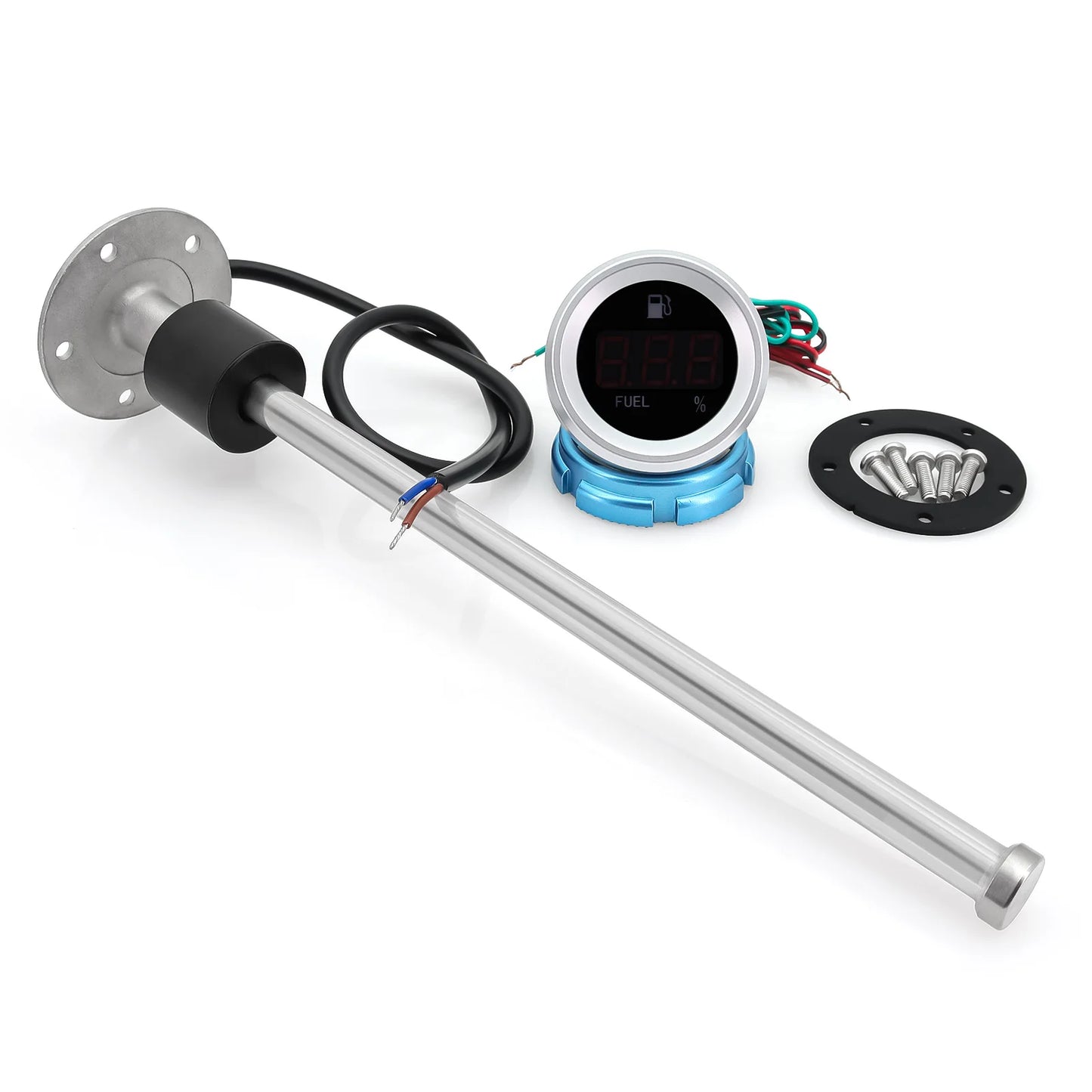 Digital Boat Car Fuel Level Gauge Meter with Flashing Alarm With 0-190ohm Fuel Level Sensor 100~550mm Fuel Sender Unit 12V/24V