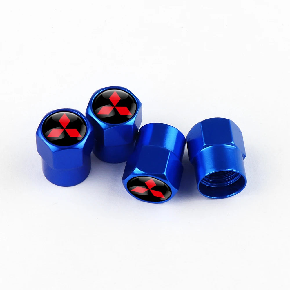 Car Styling 3D metal 4PCS Wheel Tire Valve Stem Caps Cover Accessories for MITSUBISHI Ralliart Competition Outlander ASX AIRTREK
