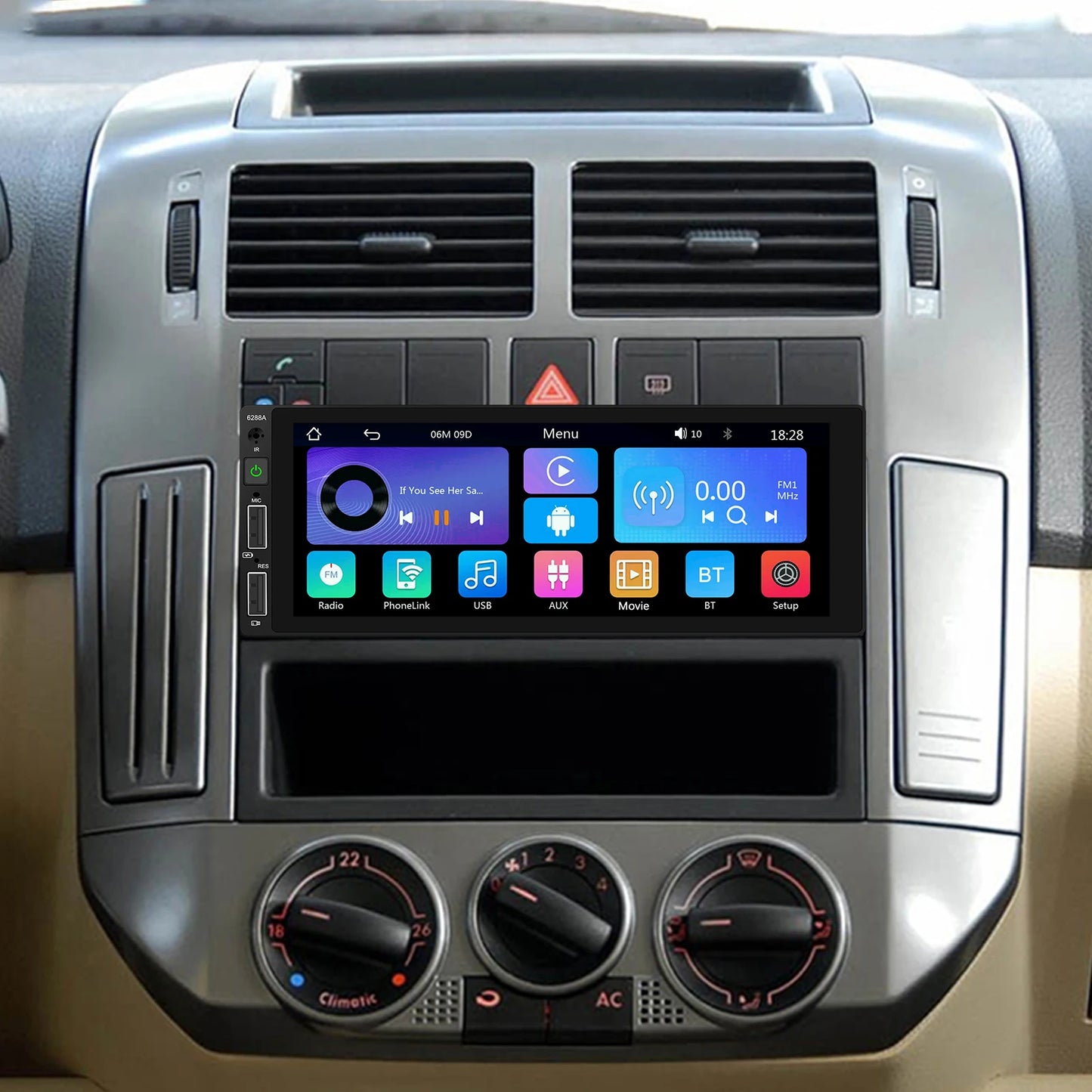 Podofo 1 Din MP5 Car Radio 6.86'' MP5 Player Wired Carplay Android Auto Universal Multimedia Player Mirror Link Car Stereo