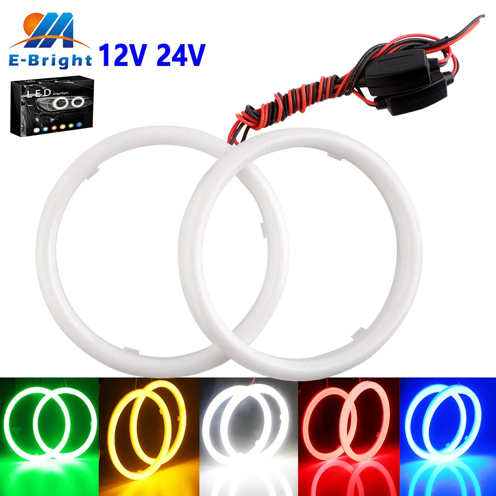 1X Angel Eyes Halo Ring COB Led Car Motorcycle Scooter Headlight Decorative Fog Width Light 12V 24V White Red Blue Green Amber