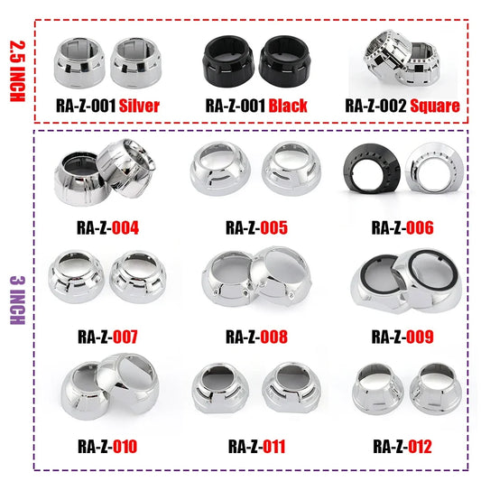 RONAN 2.5'' 3.0'' Headlight Shrouds for Hella kito Q5 MH1 Bi-Xenon Bi-LED Projector Lens Car Styling Retrofit Mask Cover