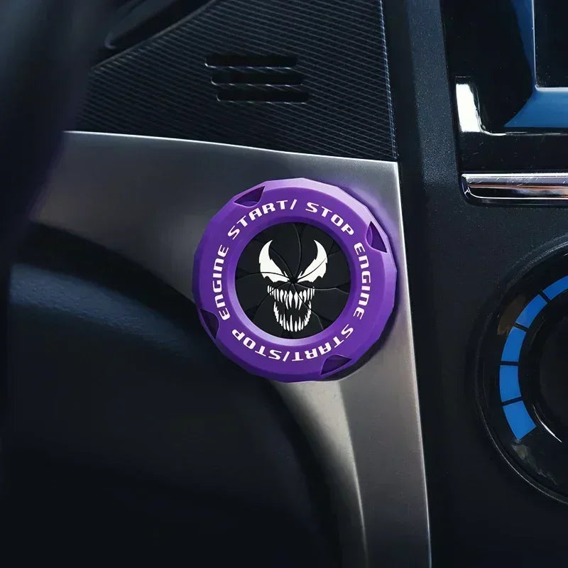 Car One-touch Start Stop Button Cover Decorative Ring Creative Knob Ignition Switch Modified Universal Printed Protective Cover
