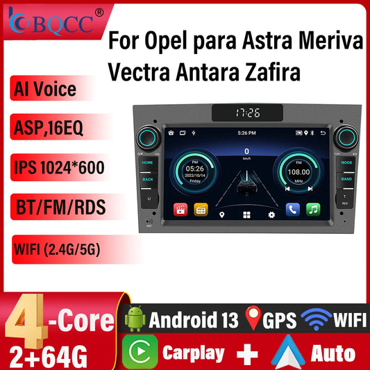 BQCC Car Radio Multimedia for Opel Astra H 2004 Vectra Vauxhall Antara Zafira Corsa  Vivaro Meriva Veda Wireless CarPlay Auto