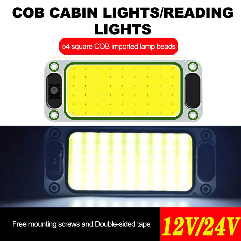 12-24V LED Car Interior Lighting Reading Night Strip Light Interior Light Ceiling Lamp with On Off Switch for Van Lorry Truck