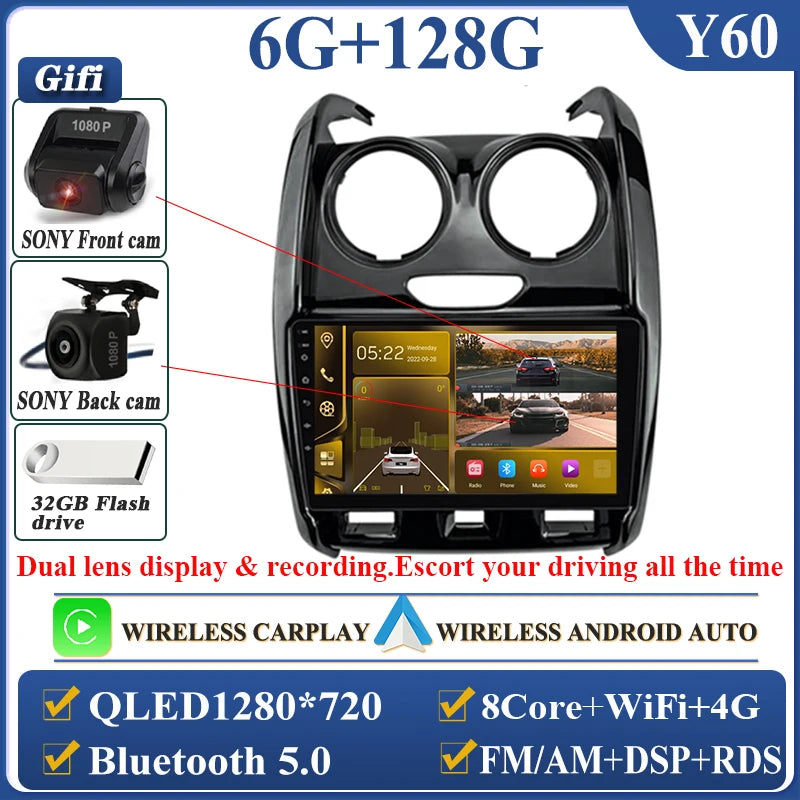 Android Auto For Renault Duster D 2015 2016 2017 2018 2019 2020 Lada Largus 2021 Car Radio Multimedia Player Stereo Navigation