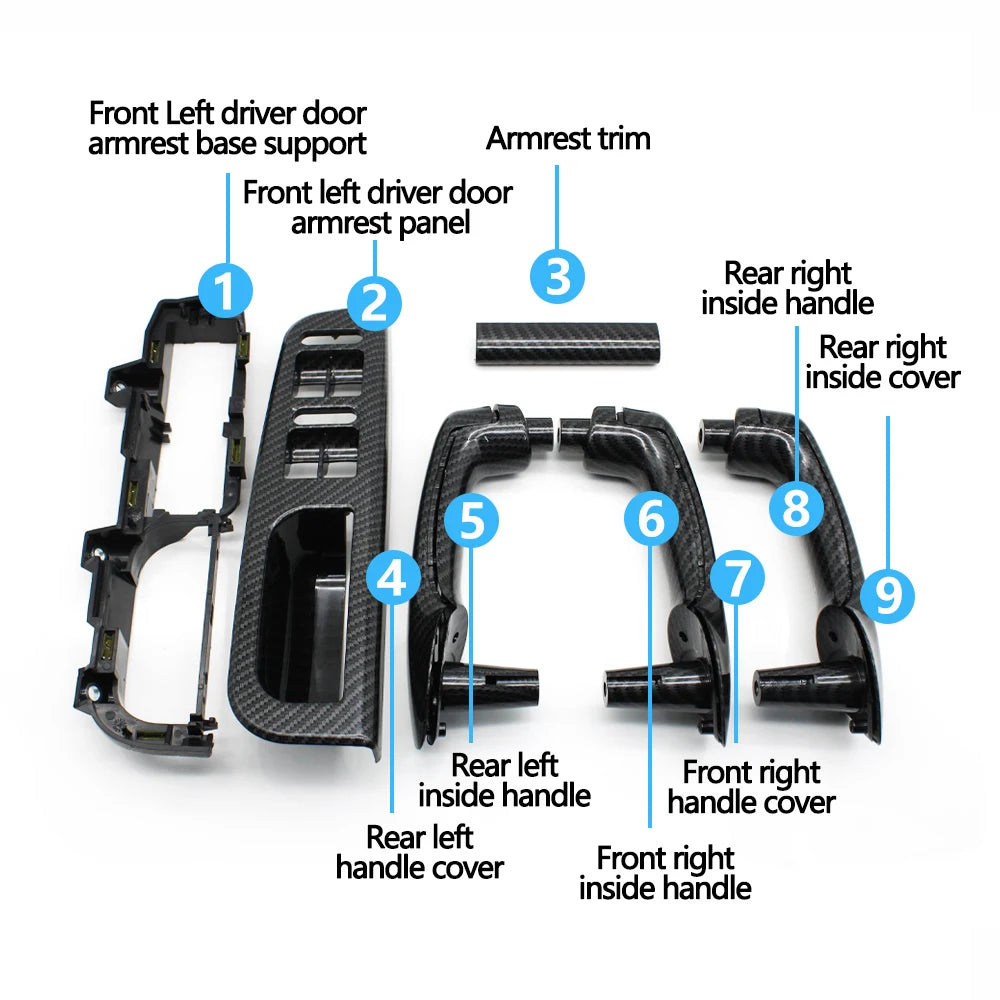 Carbon Fiber LHD Car Front Rear Left Right Door Pull Grab Handle For VW Bora Golf 4 MK4 Jetta 1999 2000 2001 2002 2003 2004