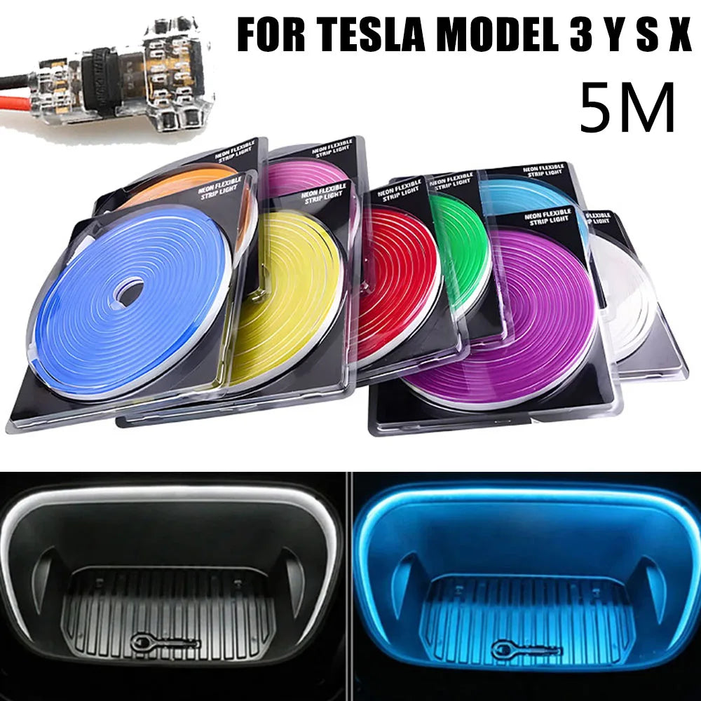 LED Car Front Trunk Light Strip Easy Install Flexible Auto Modified Lighting Neon Lamp for Tesla Model 3 Y S X led interior Lamp