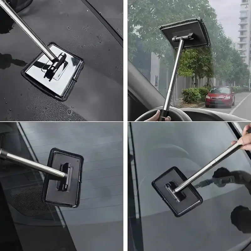 Car Cleaning Brush for Front Windshield Telescopic Defogging Cleaner Metal Handle Dust Remover Tool Household Microfiber Wiper