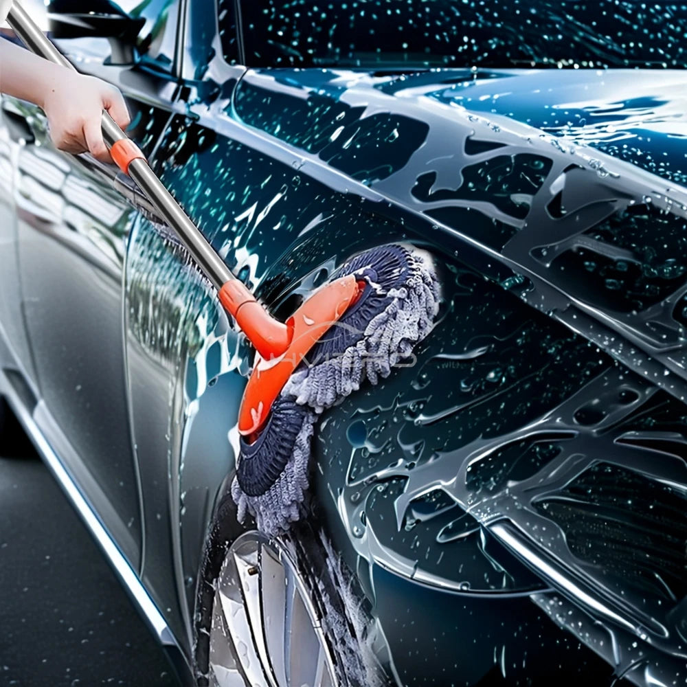 1pcs Multipurpose Car Cleaning Brush Washer Mop Chenille Double Brushs Head Roof Window Clean Three-Section Telescopic Wash Tool