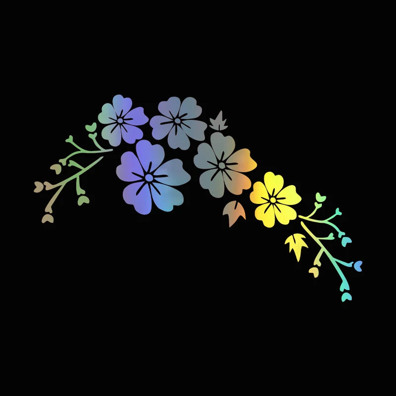 Flower Blossom Decal Car Stickers Auto Window Bumper Door Scratch Cover Decals Car Motorcycle Vinyl Stickers Exterior Decoration