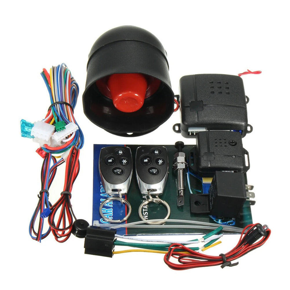 Universal Car Auto Burglar Alarm Protection with Siren and Wiring Harness Vehicle Security System Programmable Anti-Theft System