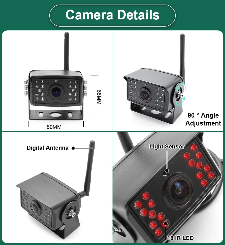 HD 7 Inch AHD Wireless Dual Antenna 4 Channels Car DVR Monitor 720P Vehicle Reverse Backup Recorder Wifi Camera For Bus Truck