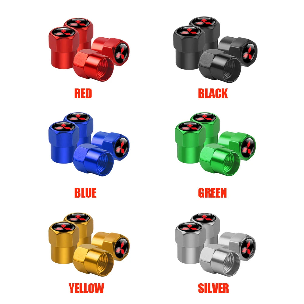 Car Styling 3D metal 4PCS Wheel Tire Valve Stem Caps Cover Accessories for MITSUBISHI Ralliart Competition Outlander ASX AIRTREK