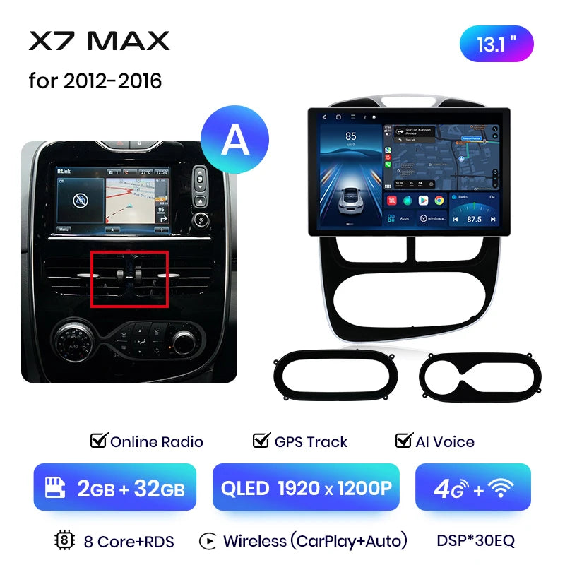 Junsun X7 MAX 13.1“ 2K AI Voice Wireless CarPlay Android Auto Car Radio For Renault Clio 4 ZOE 2012-2019 Multimedia autoradio