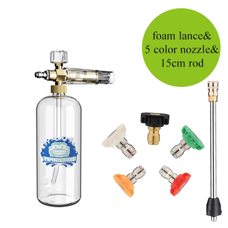 Car Wash Accessories Snow Foam Lance With 1/4 Quick Connection High Pressure Washer Adjustable Spray Nozzle Full transparency