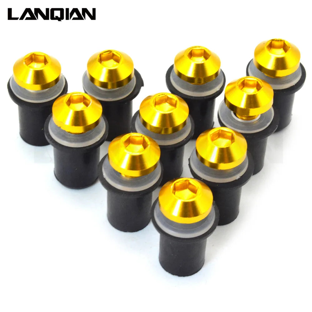 10PCS Fairing Wind Screen Screw Bolt Kit Windshield Mounting Nut bolt For KAWASAKI Ninja 250 300 650 H2R 250R ZX6R ER6N ZX14R