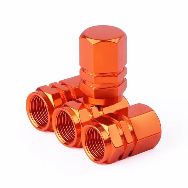 4 Pcs Aluminum Car Tire Valve Caps Hex Alloy Tyre Valve Airtight Cover Waterproof Dust For Automobiles Motorcycles Trucks Bikes