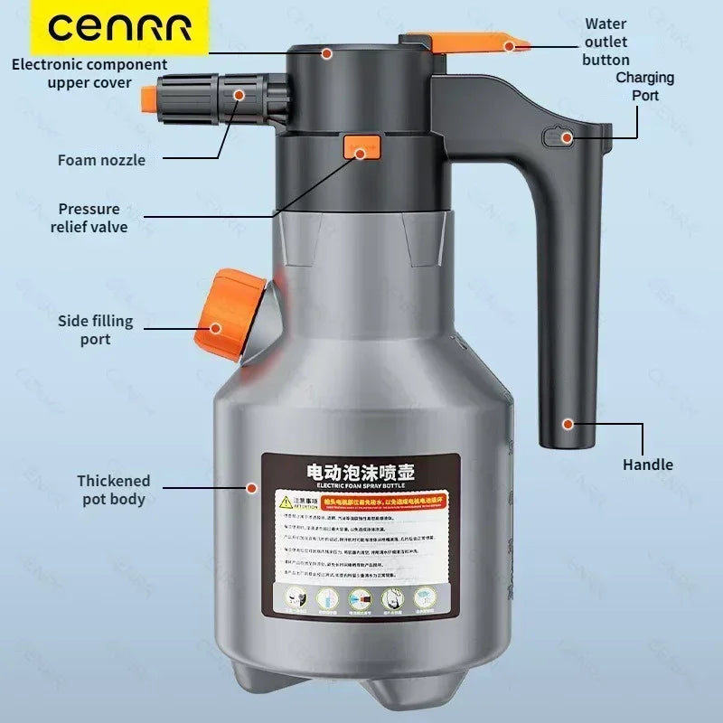 CENRR 2L Electric Foam Sprayer Professional Motorized  Foam Gun Handheld Car Wash Sprayer for Car Snow Cannon Car Accessories