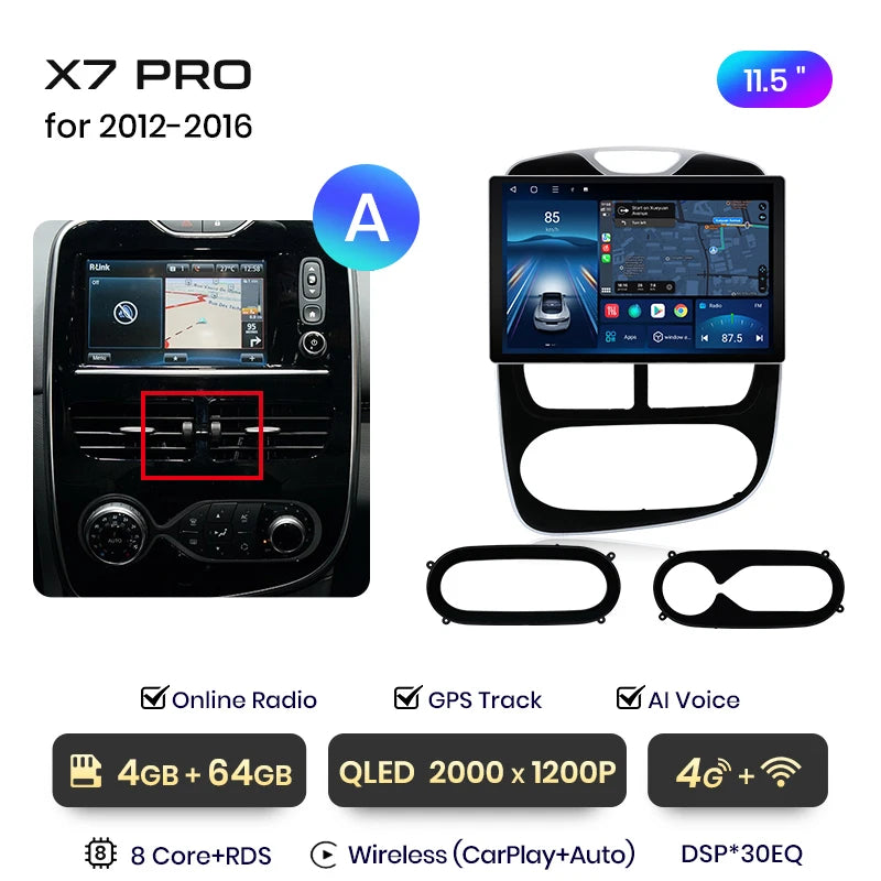 Junsun X7 MAX 13.1“ 2K AI Voice Wireless CarPlay Android Auto Car Radio For Renault Clio 4 ZOE 2012-2019 Multimedia autoradio