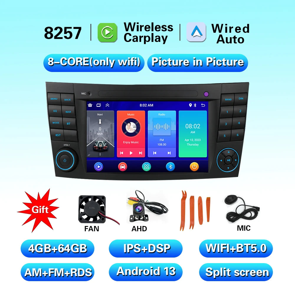 LELV 7inch Touch Screen MP3 Car Multimedia For Benz E-Class W211 2002-2008 Android Radio carplay