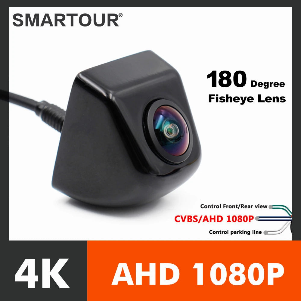 SMARTOUR AHD/CVBS 1080P Night Vision Black Car Rear View Camera Metal Body Vehicle Reverse Backup Fisheye Lens Camera With 4 Pin