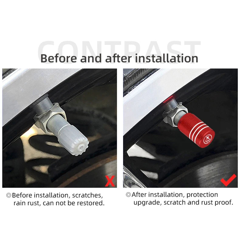 4pcs Metal Car Tire Valve Cap Car Tyre Air Stems Cover For SUBARU Forester Impreza Legacy Outback WRX STI BRZ XV Car Accessories