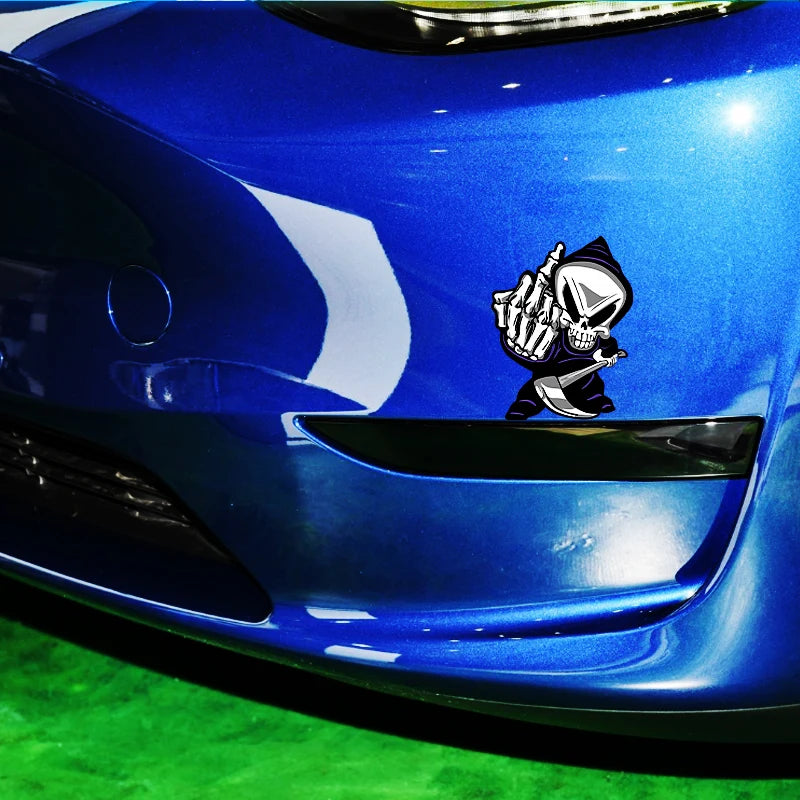 Skull Middle Finger Funny Car Stickers Car Window Decorative Sticker Skull Decal for Car Decoration