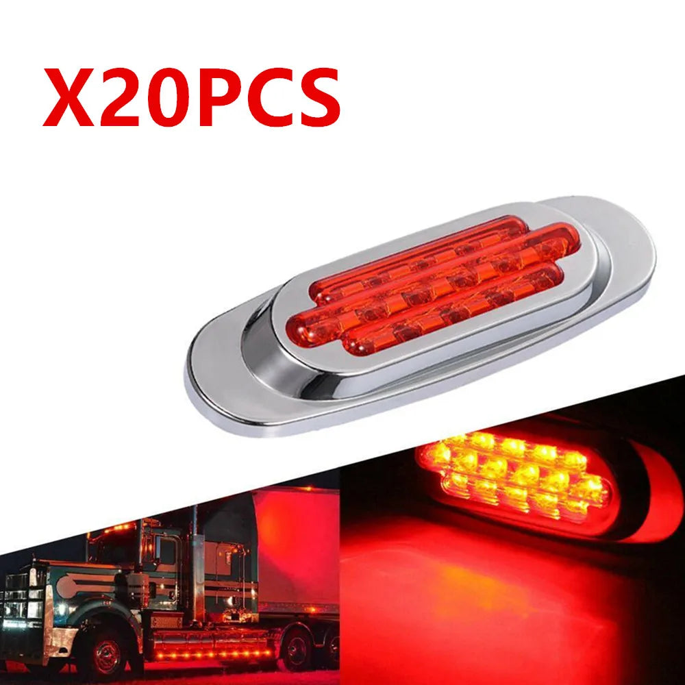 20PCS Red Amber Car Light LED Marker Side Lights Truck Side Marker Lamp Trailer Lighting 16LED Car Indicator Clearance Lights