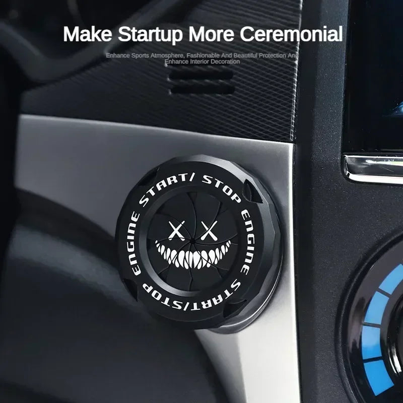 Car One-touch Start Stop Button Cover Decorative Ring Creative Knob Ignition Switch Modified Universal Printed Protective Cover