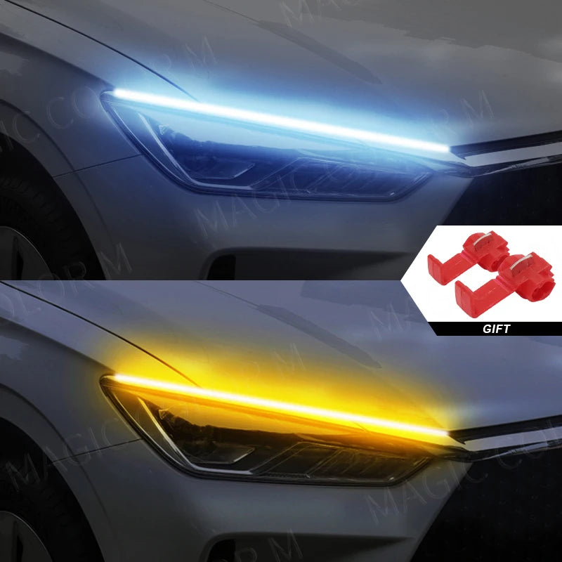 2 PCS DRL Car Flexible LED Daytime Running Lights Turn Signal Lamp Headlight Waterproof 30cm 45cm 60cm White Red Yellow Blue