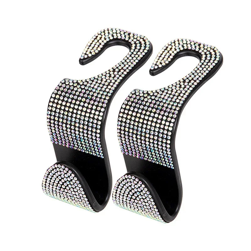 Multifunction Portable Rhinestone Car Seat Back Hook Headrest Storage Holder Hanging Bag Organizer Auto Interior Accessories