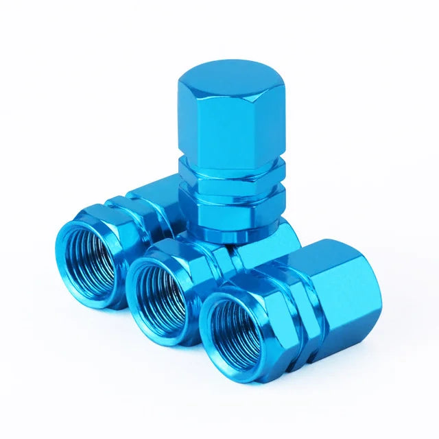 4 Pcs Aluminum Car Tire Valve Caps Hex Alloy Tyre Valve Airtight Cover Waterproof Dust For Automobiles Motorcycles Trucks Bikes