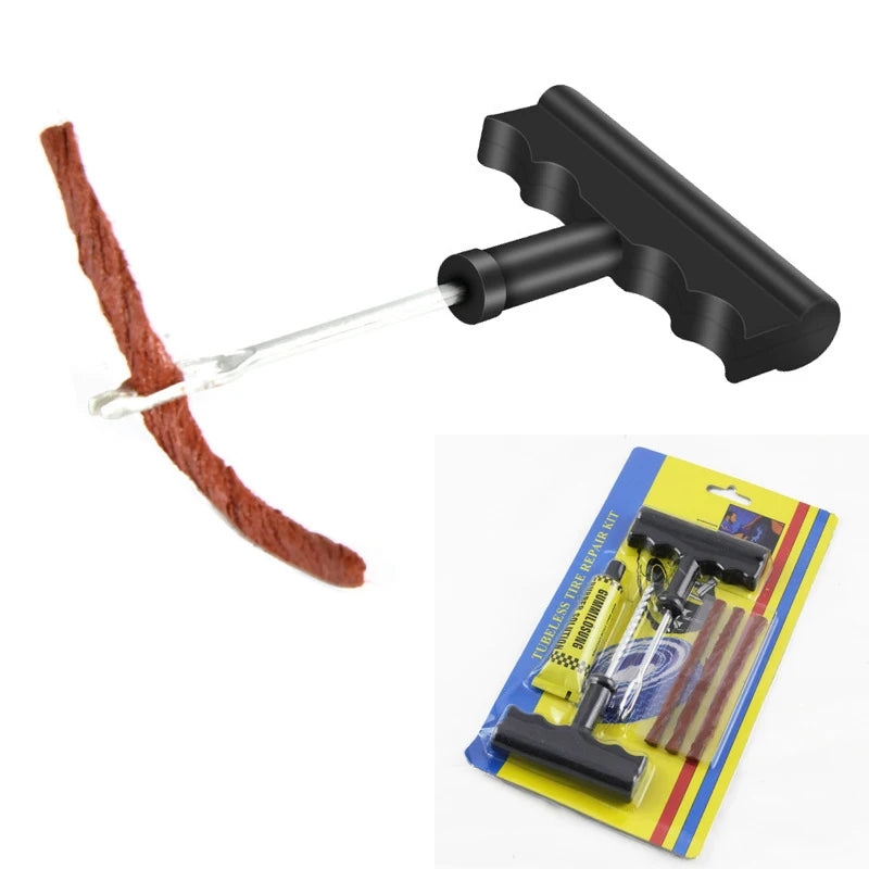 Car Bike Truck Motorcycle Tire Repair Kit Studding Tool Set Tubeless Tyre Puncture Plug Patch Strip Glue Garage Tool Accessories