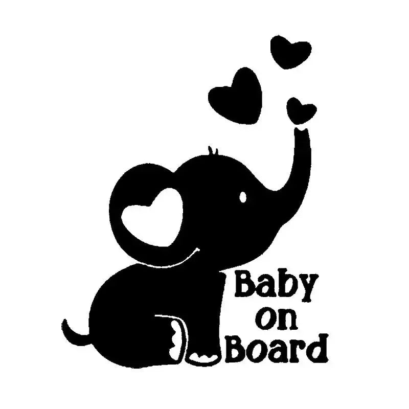 Elephant  Baby On Board Creative Reflective Car Sticker Sticker Car Window Rear Glass Decoration Laptop Sticker