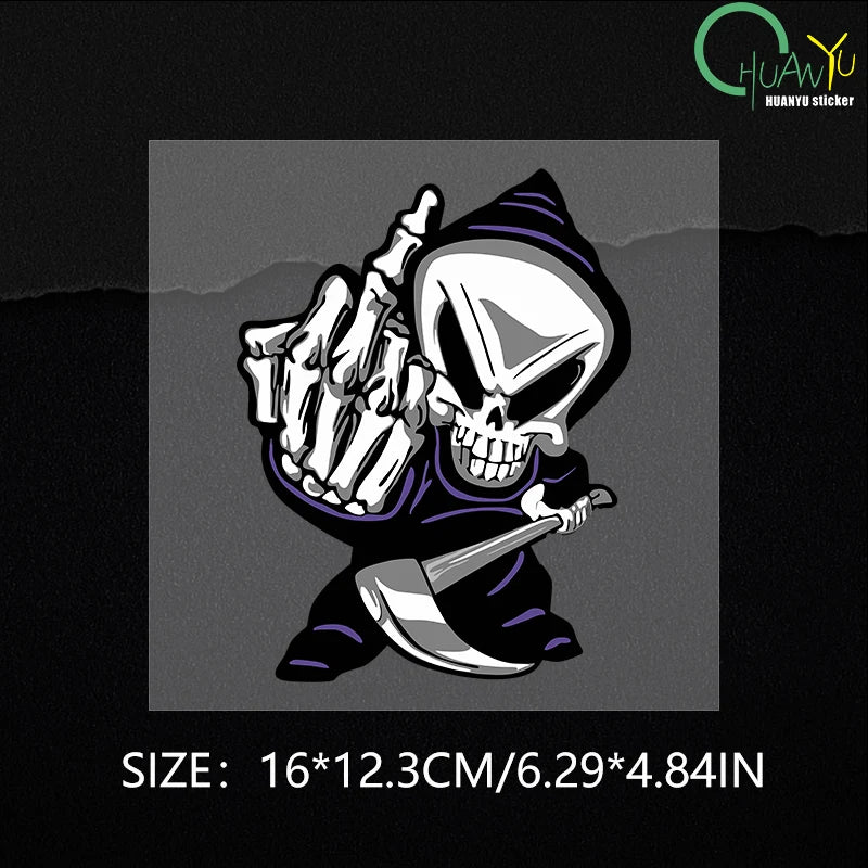 Skull Middle Finger Funny Car Stickers Car Window Decorative Sticker Skull Decal for Car Decoration