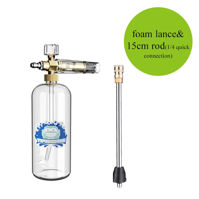 Car Wash Accessories Snow Foam Lance With 1/4 Quick Connection High Pressure Washer Adjustable Spray Nozzle Full transparency