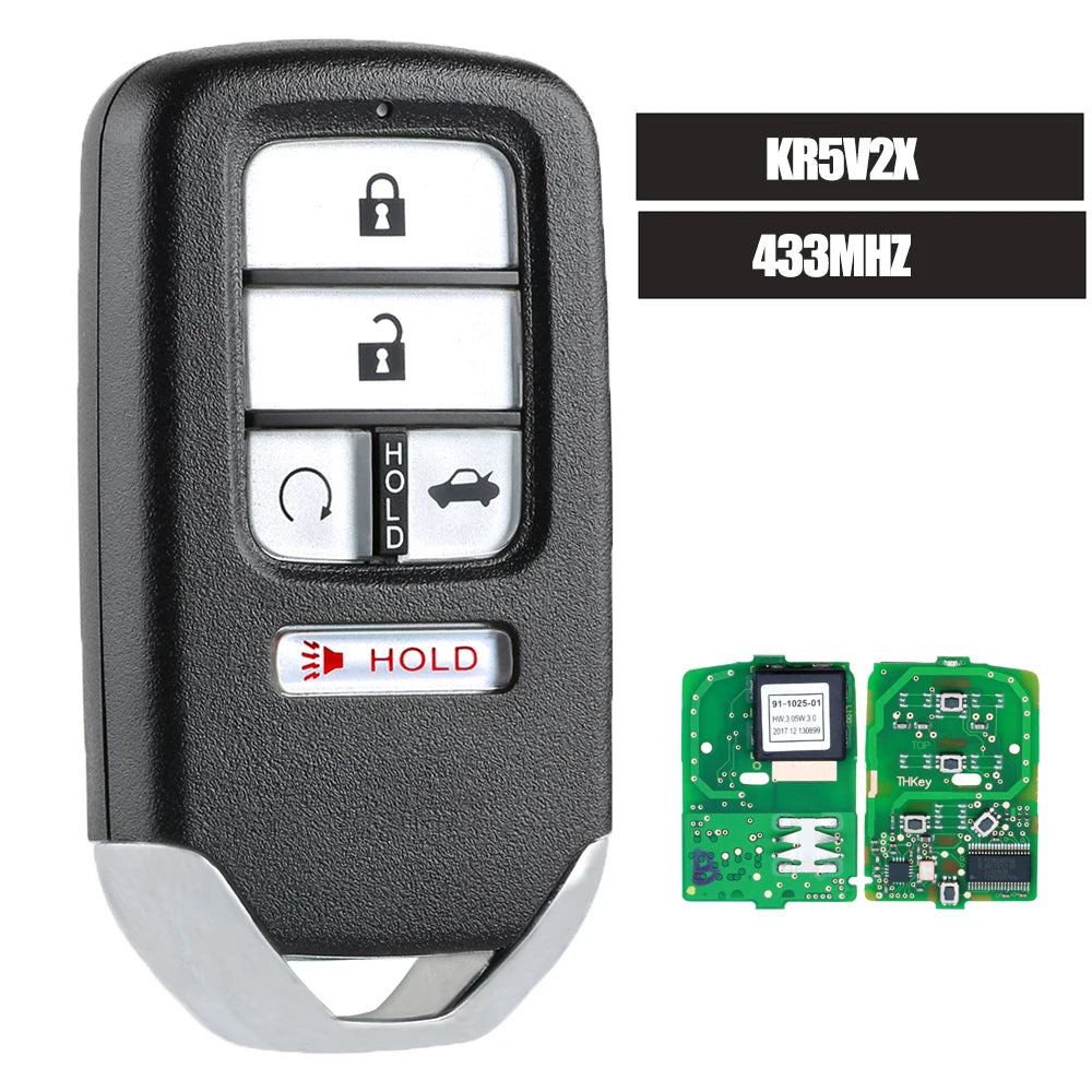 KEYECU KR5V2X 433MHz ID47 Original Chip Promixity Car Remote Control Key For Honda Fit City Greiz Jazz XRV Venzel HRV CRV