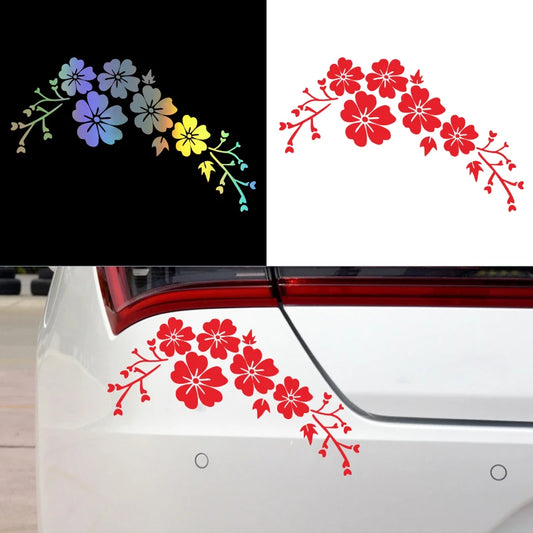 Flower Blossom Decal Car Stickers Auto Window Bumper Door Scratch Cover Decals Car Motorcycle Vinyl Stickers Exterior Decoration