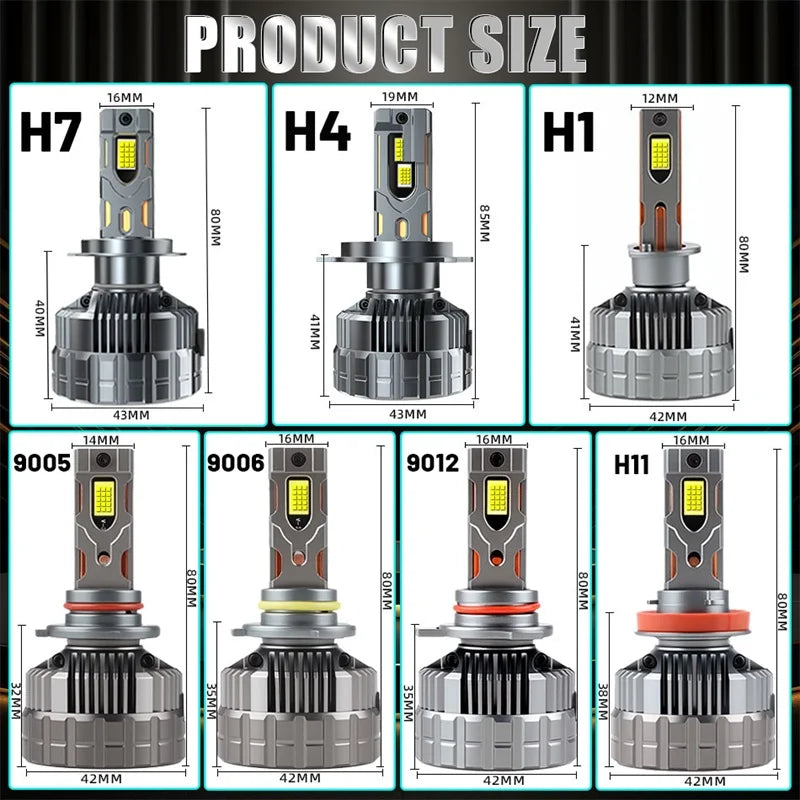 3000W H7 H4 H11 Led Car Headlight Bulbs Six Copper tubes 3500000LM 9980 CSP Canbus H1 H8 9005 HB3 9006 HB4 9012 HIR2 Turbo Lamp
