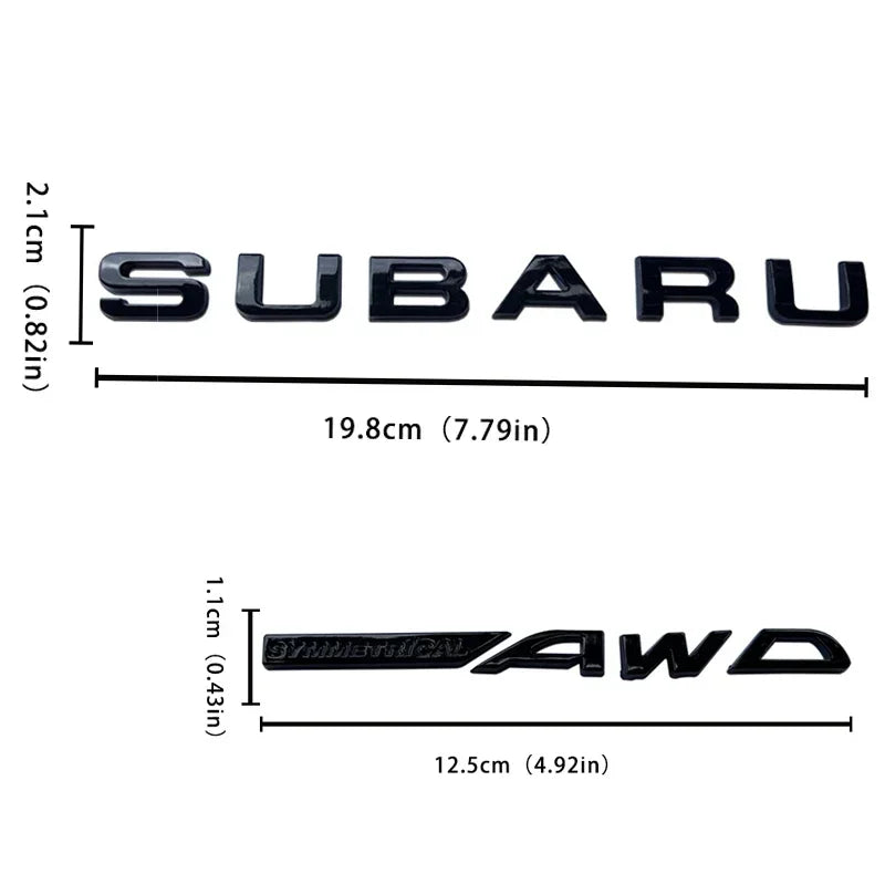 Car Rear Trunk Metal Emblem Stickers Auto Body Badge for Subaru BRZ SYMMETRICAL AWD Logo Tribeca XV STI Forester Impreza